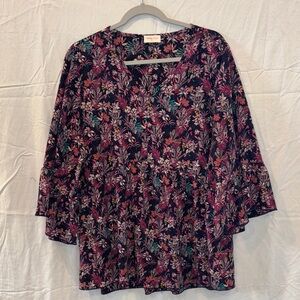Elegant Floral V-Neck Blouse